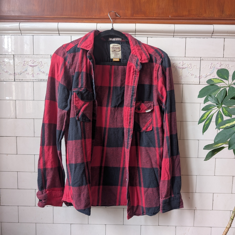 Red and Black Plaid Flannel Shirt